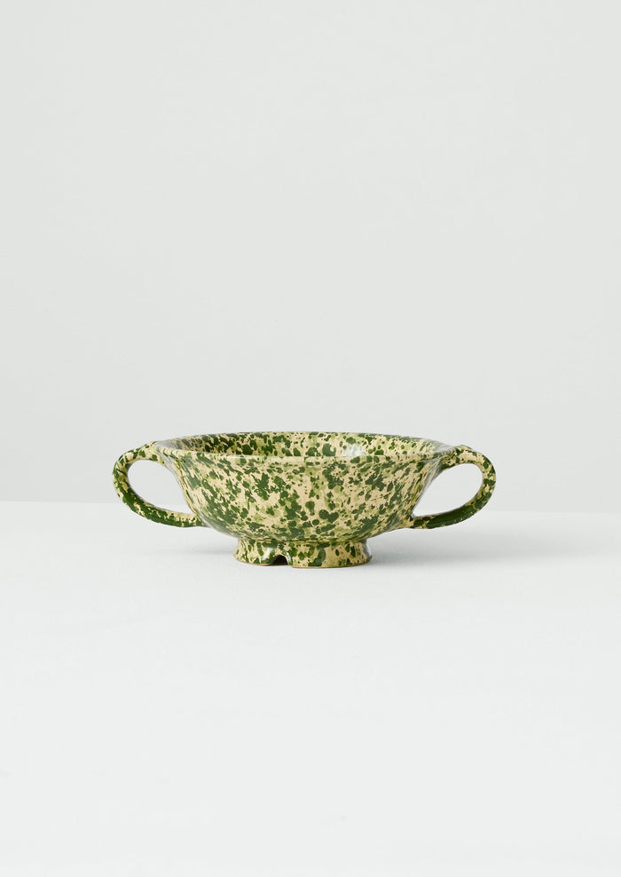 Cortona Splatter Colander | Cream/Leaf