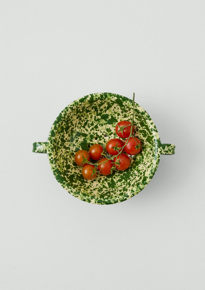 Cortona Splatter Colander | Cream/Leaf