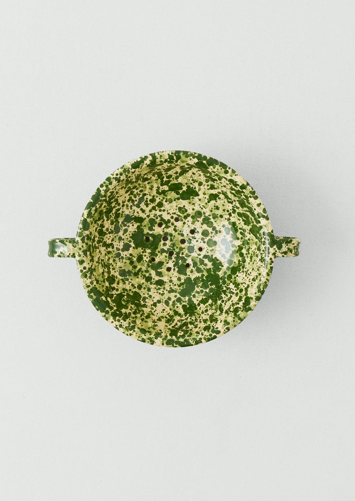 Cortona Splatter Colander | Cream/Leaf