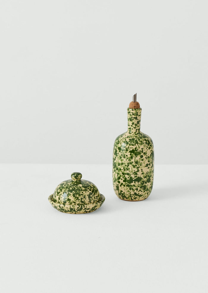 Cortona Splatter Oil Pourer | Cream/Leaf