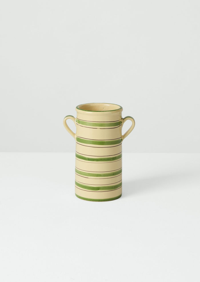 Cortona Stripe Utensil Jar | Cream/Leaf