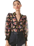 COSIMA BUTTON DOWN BLOUSE - MAGNOLIA FLORAL BLACK/MULTI
