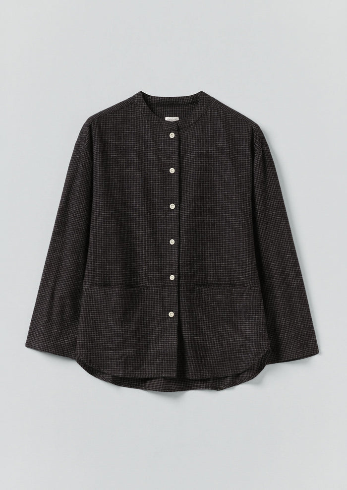 Cotton Cashmere Check Shirt | Black/Ecru