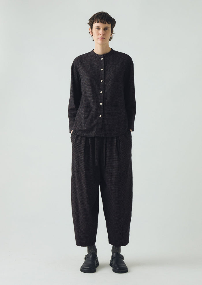 Cotton Cashmere Check Shirt | Black/Ecru