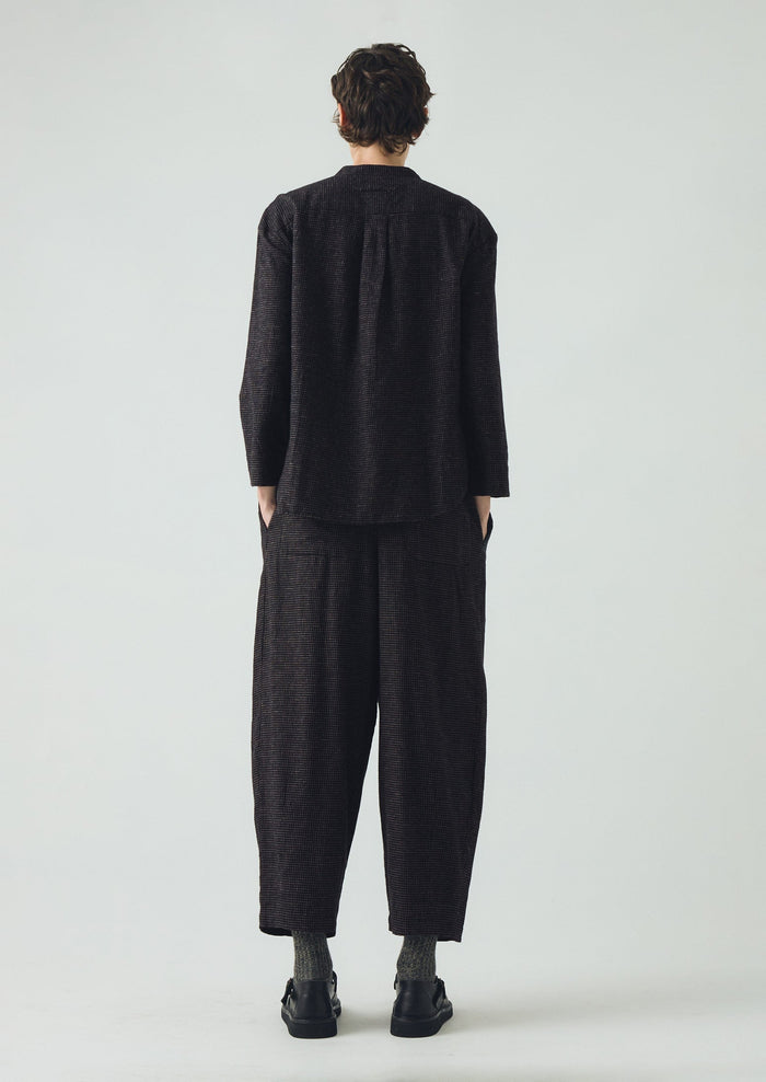 Cotton Cashmere Check Shirt | Black/Ecru