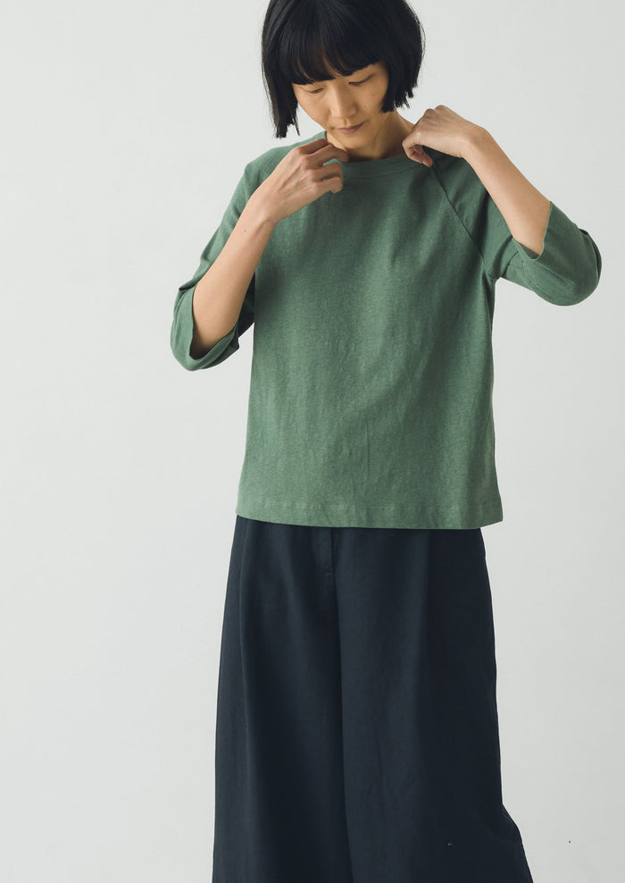 Cotton Hemp Raglan Tee | Porcelain Green