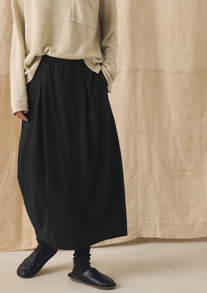Cotton Jersey Pull On Skirt | Washed Black