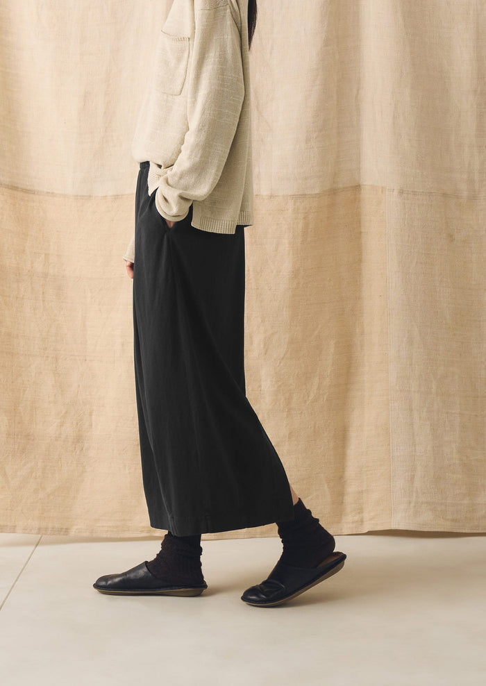 Cotton Jersey Pull On Skirt | Washed Black