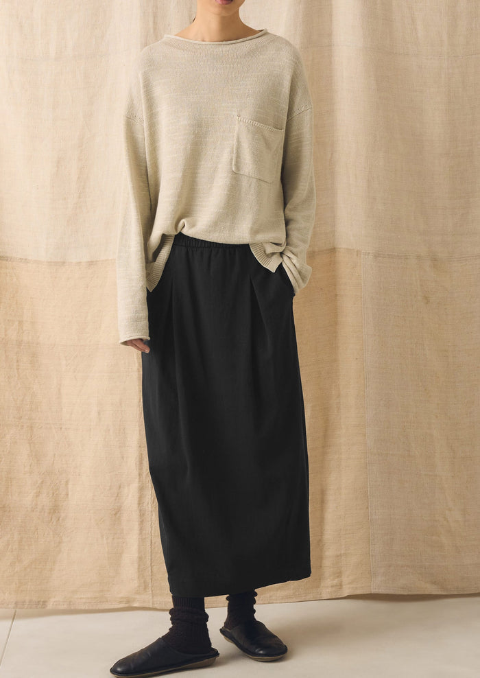 Cotton Jersey Pull On Skirt | Washed Black