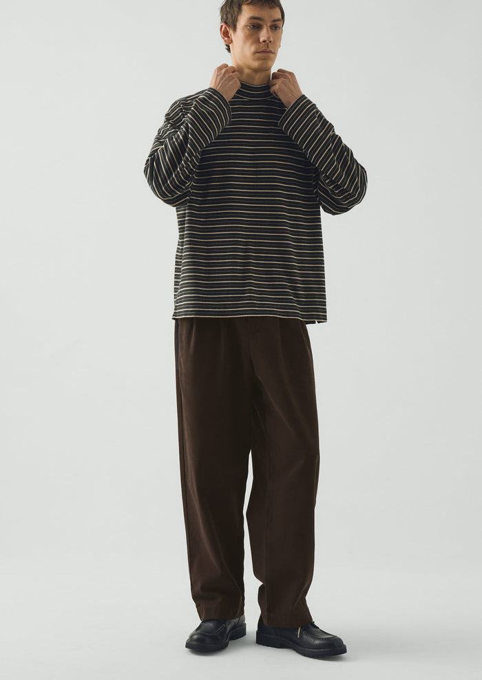 Cotton Jersey Stripe Long Sleeve Tee | Charcoal Multi