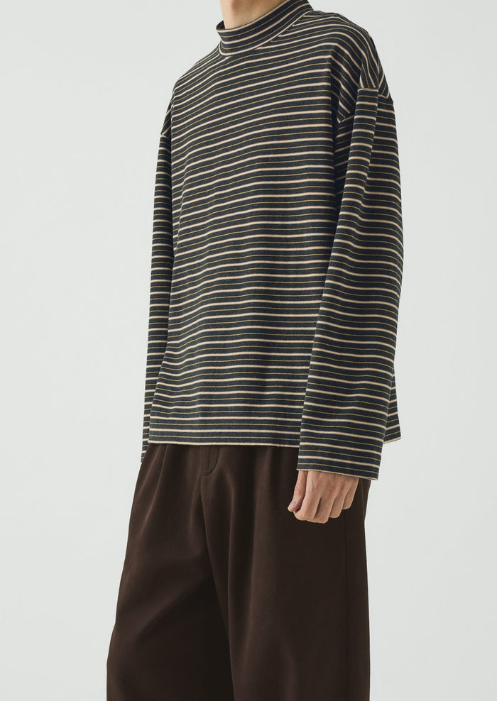 Cotton Jersey Stripe Long Sleeve Tee | Charcoal Multi