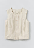 Cotton Linen Poplin Sleeveless Top | Ecru