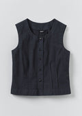 Cotton Linen Poplin Sleeveless Top | Raven Blue