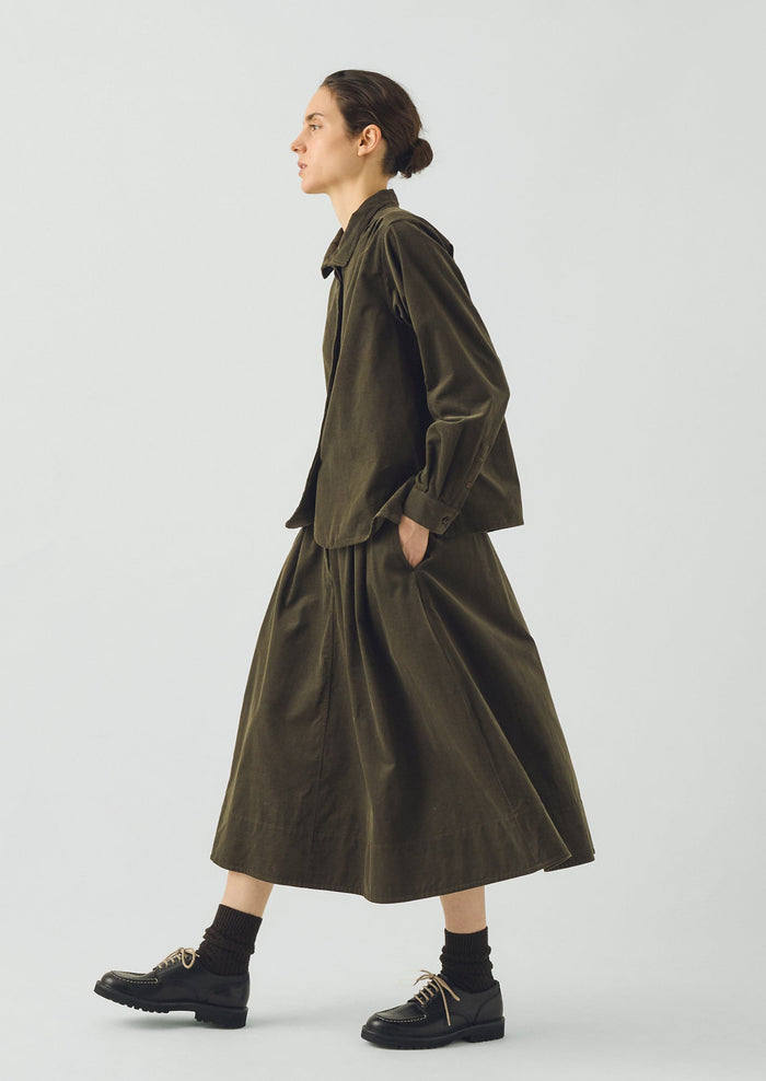 Cotton Needlecord Shirt | Seaweed