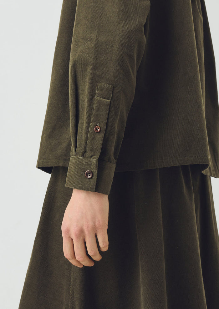 Cotton Needlecord Shirt | Seaweed