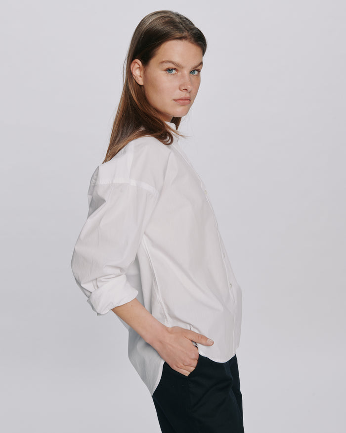 Cotton Poplin Boyfriend Shirt - White