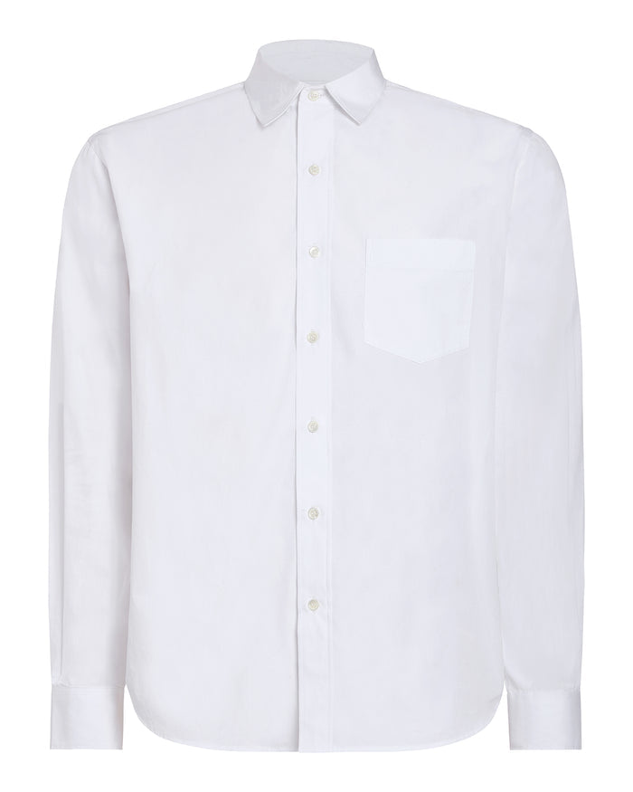 Cotton Poplin Button Down Shirt - White