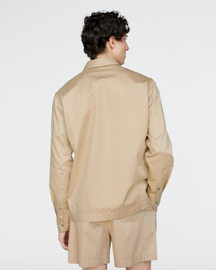 Cotton Poplin Popover Shirt - Macadamia