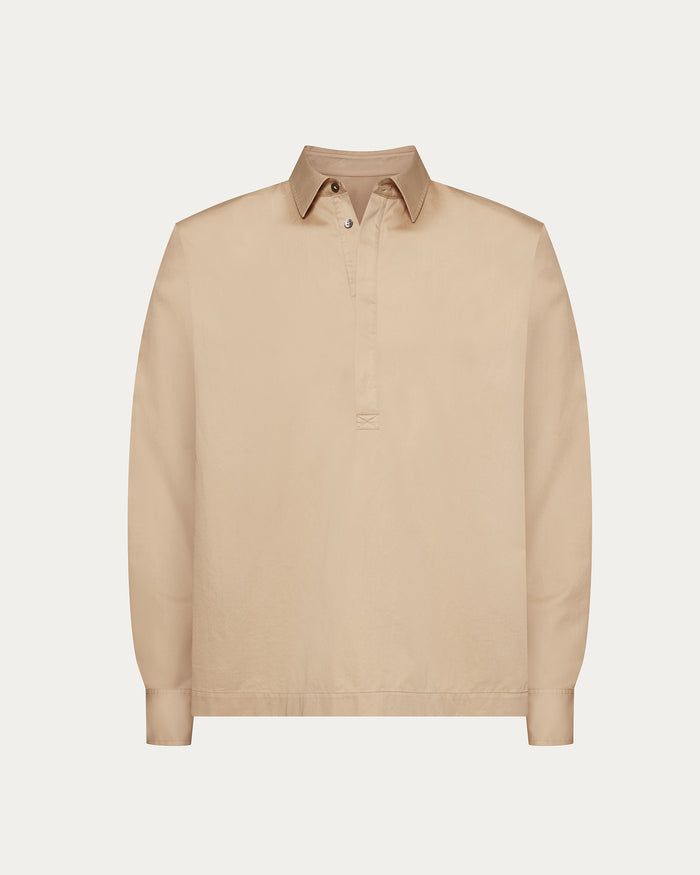 Cotton Poplin Popover Shirt - Macadamia