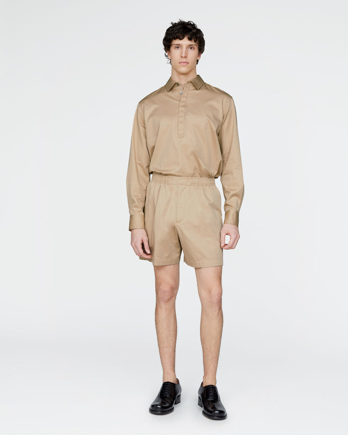 Cotton Poplin Shorts - Macadamia