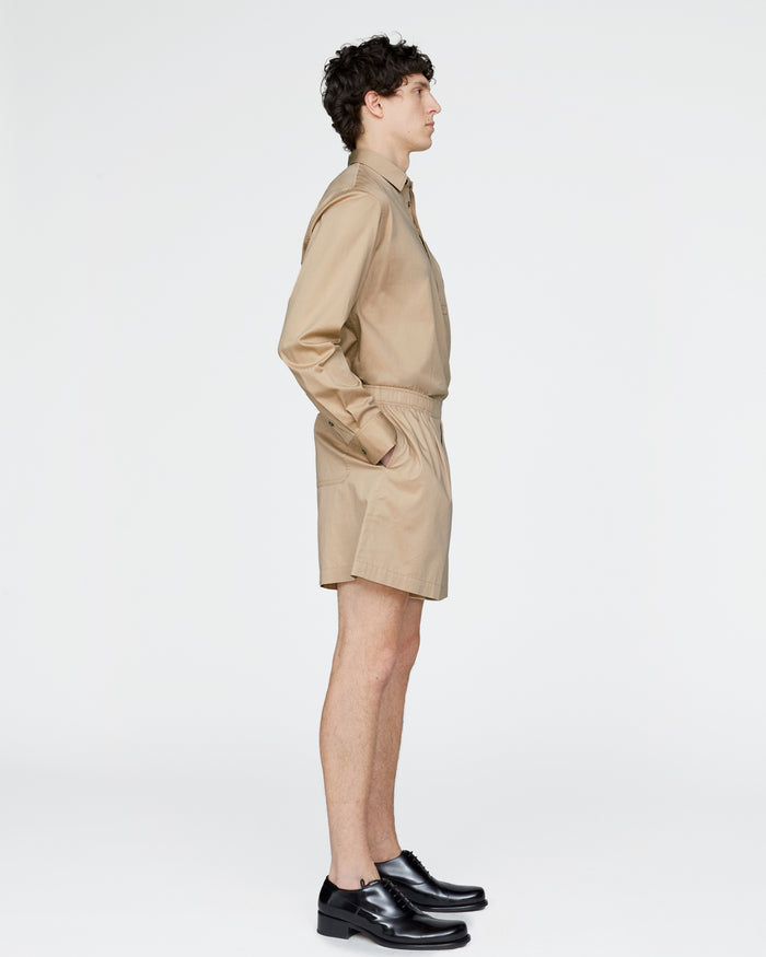 Cotton Poplin Shorts - Macadamia
