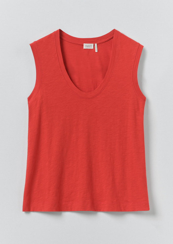 Cotton Sleeveless Tee | Goji Berry