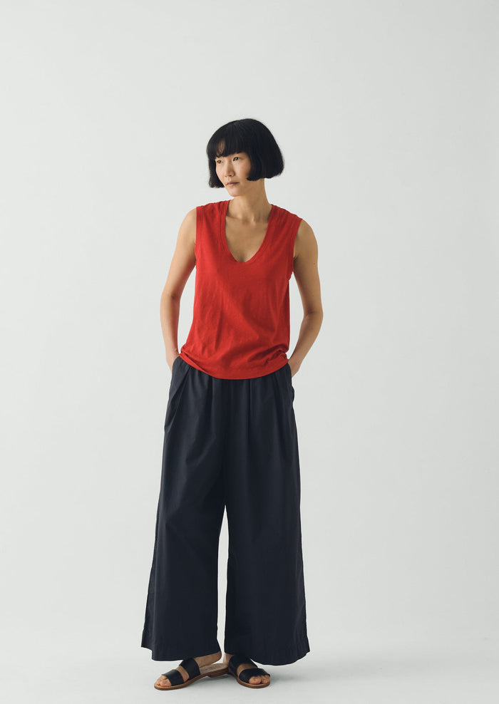 Cotton Sleeveless Tee | Goji Berry
