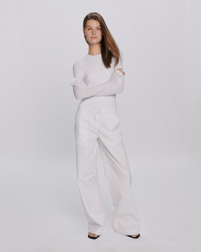 Cotton Twill Leigh Pant - White
