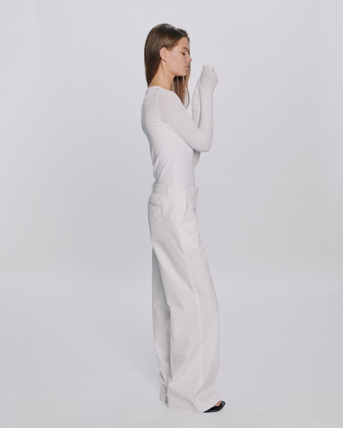 Cotton Twill Leigh Pant - White