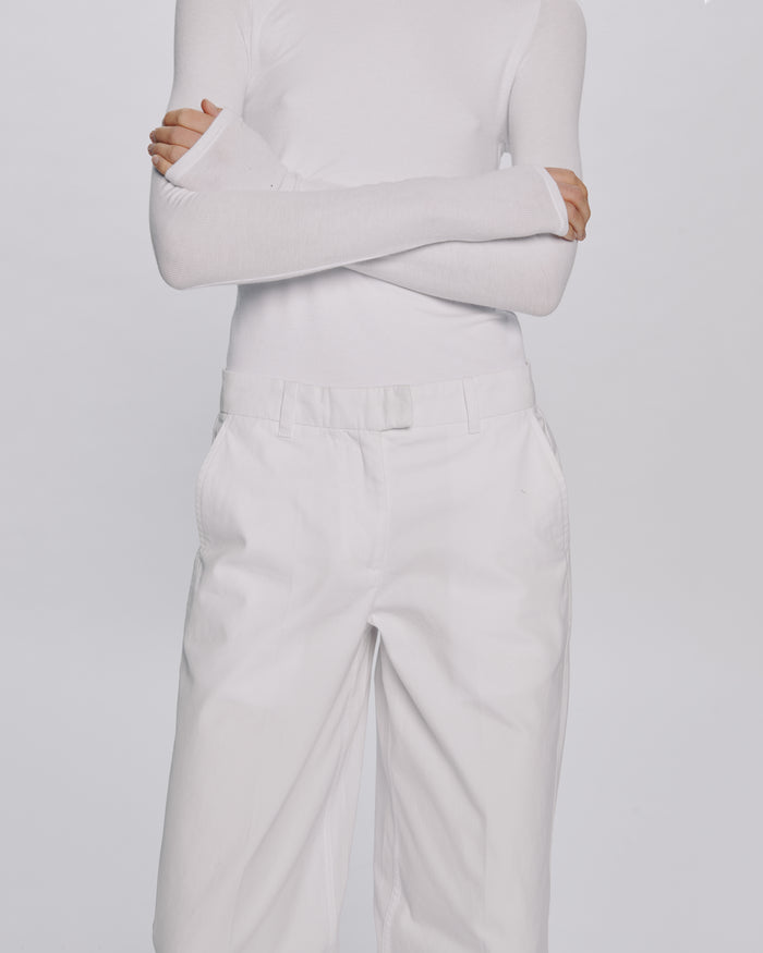 Cotton Twill Leigh Pant - White
