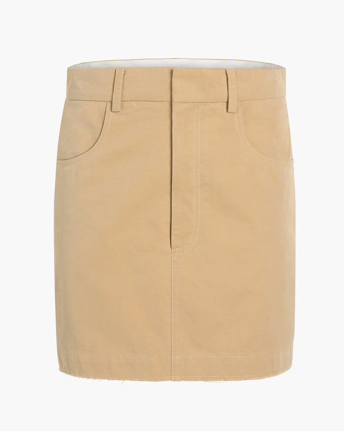 Cotton Twill Pencil Skirt - Khaki