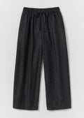 Cotton Twill Wide Leg Pull On Pants | Charcoal