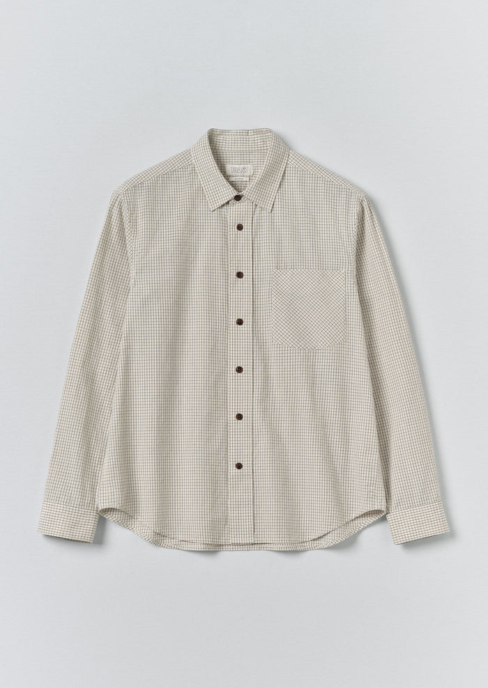 Counter Check Cotton Shirt | Ecru/Provence Blue
