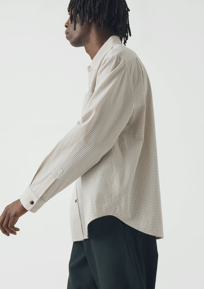 Counter Check Cotton Shirt | Ecru/Provence Blue