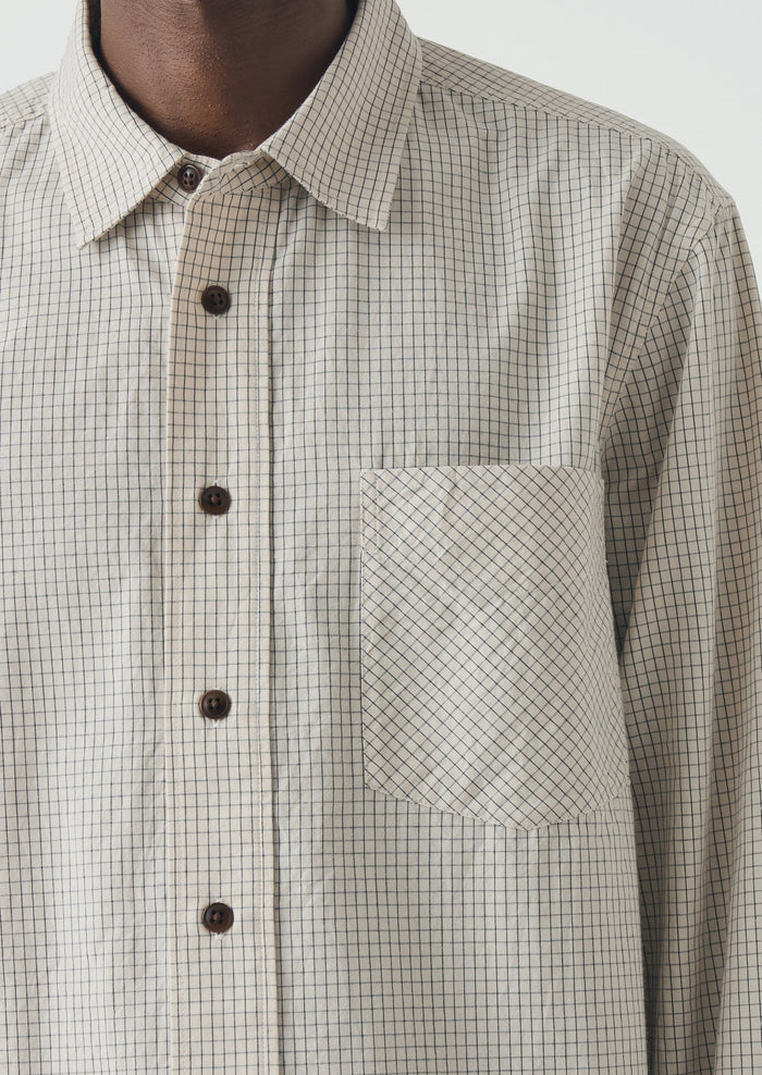 Counter Check Cotton Shirt | Ecru/Provence Blue