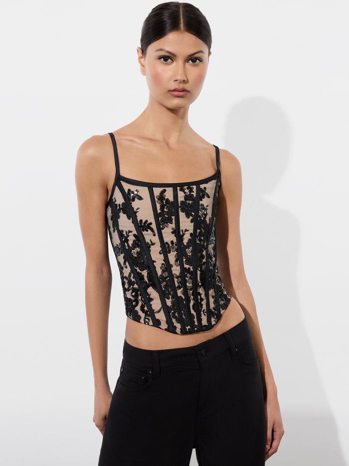 CRESSIDA CORSET - BLACK/ALMOND