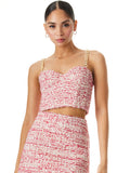 CRISTI CHAIN STRAP BUSTIER - OFF WHITE/RASPBERRY