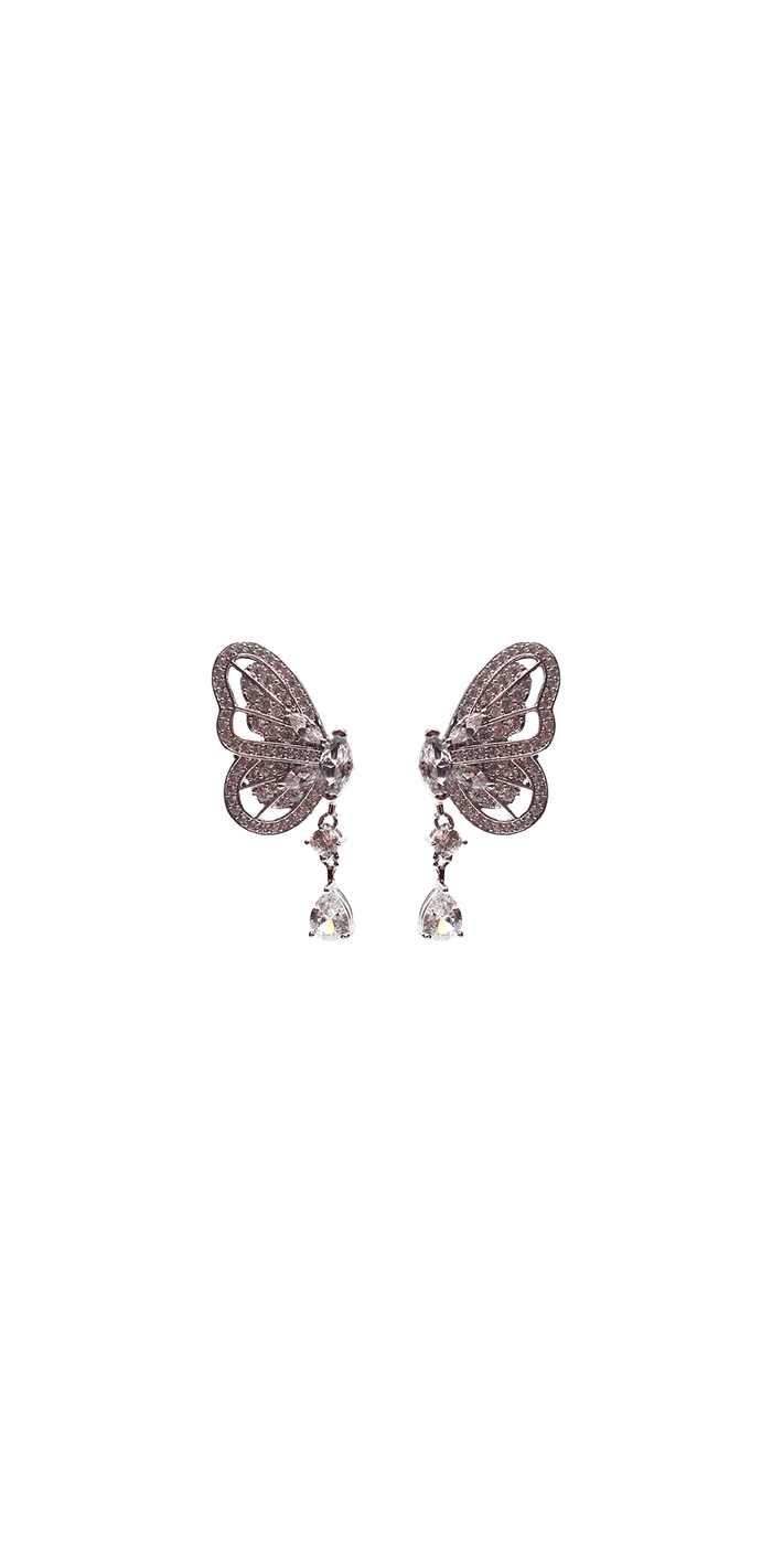 Cubic Zirconia Butterfly Drop Earrings - Camille La Vie