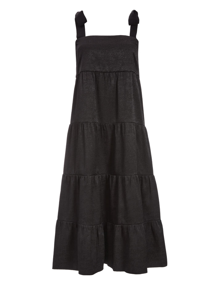 CYNTHIA TIE SHOULDER MIDI DRESS - BRIGHT POPPY