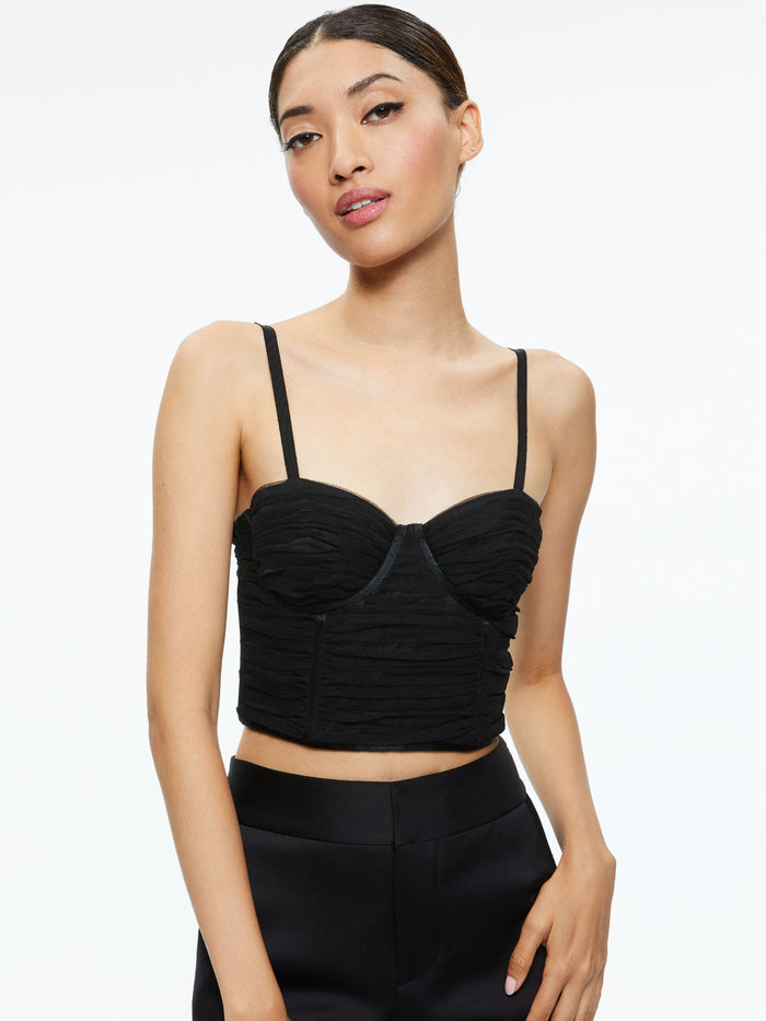 DAMIA RUCHED BUSTIER TOP - BLACK