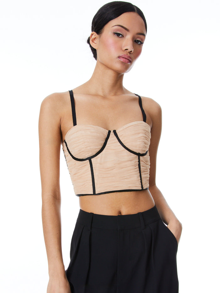 DAMIA RUCHED BUSTIER TOP - ALMOND