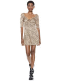 DANA PUFF SLEEVE MINI DRESS - SPOTTED LEOPARD SM