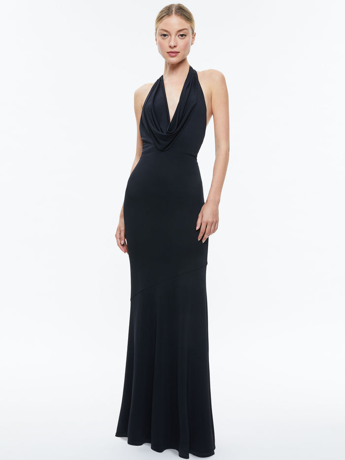 DANI DEEP COWL MAXI DRESS - BLACK