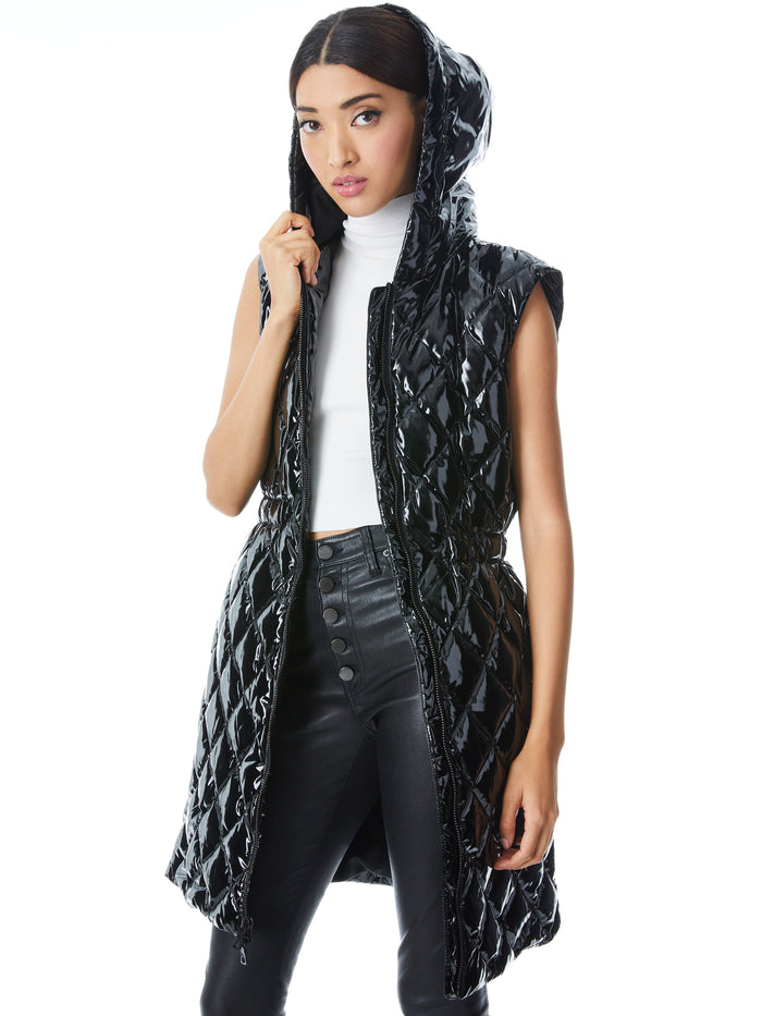 DANIEL HOODED PUFFER VEST - BLACK
