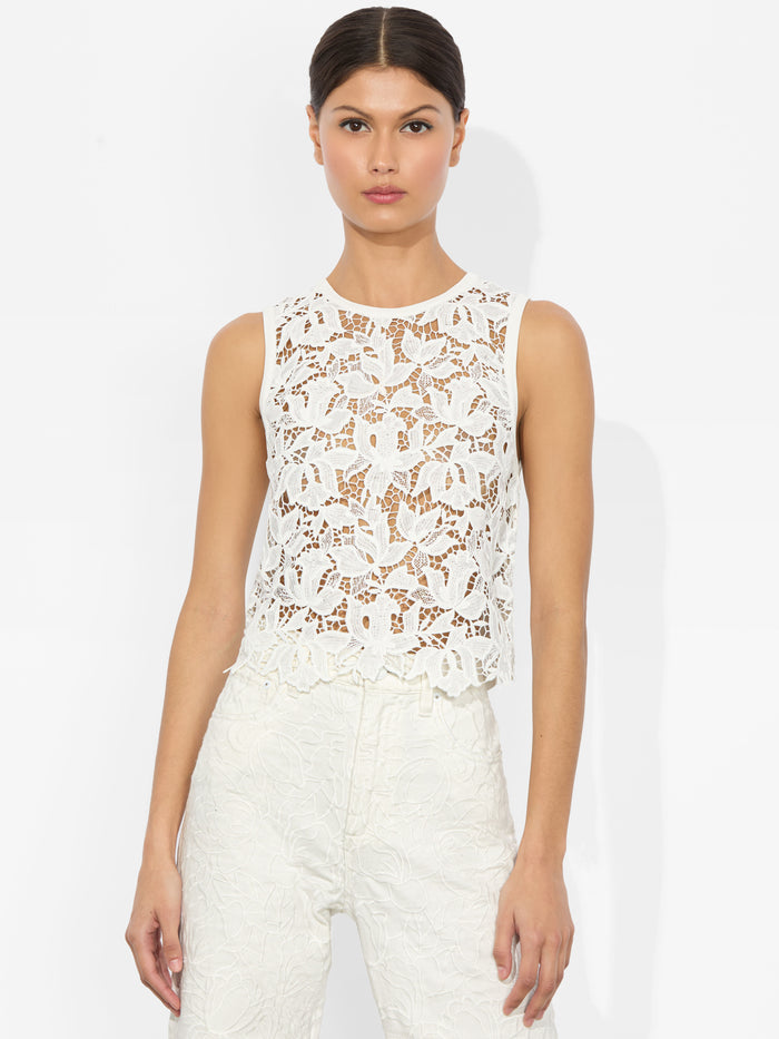 DANIELLE LACE FRONT TANK - OFF WHITE