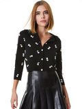 DARODA CROPPED CARDIGAN - BLACK/SOFT WHITE