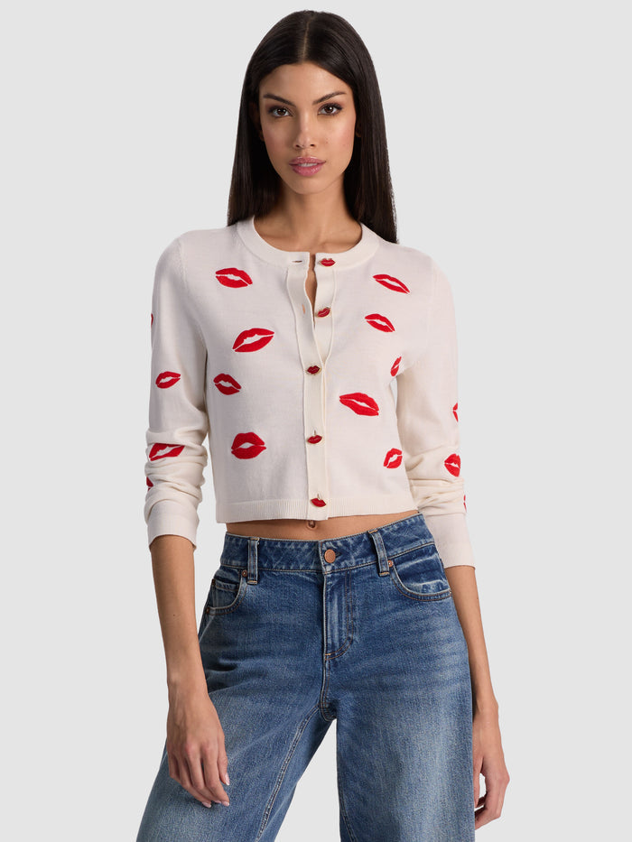 DARODA LIP CARDIGAN - SOFT WHITE MULTI
