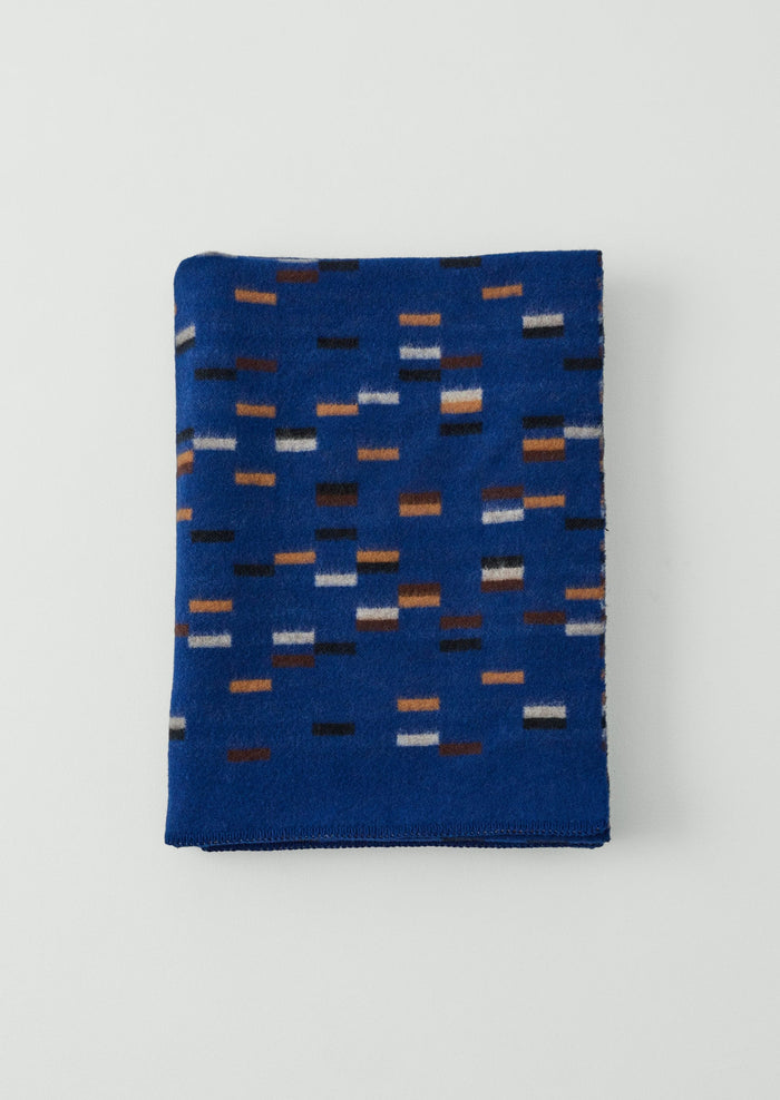 Dashed Wool Blanket | Blue/Cinnamon
