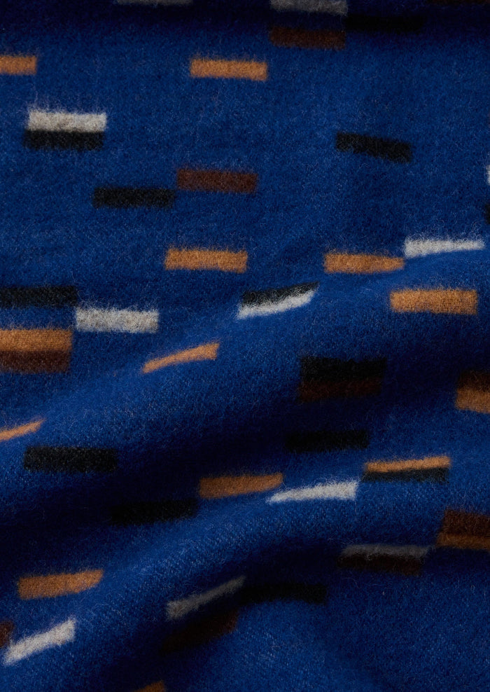 Dashed Wool Blanket | Blue/Cinnamon