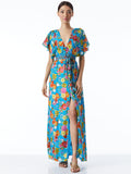DAVIDA CAFTAN MAXI DRESS WITH BELT - SUMMER BLISS